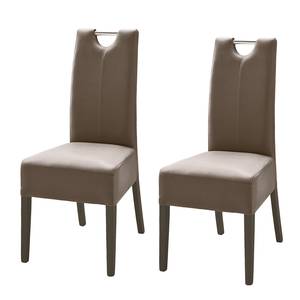 Chaises Lenya (lot de 2) Cuir synthétique cappuccino / Hêtre marron foncé