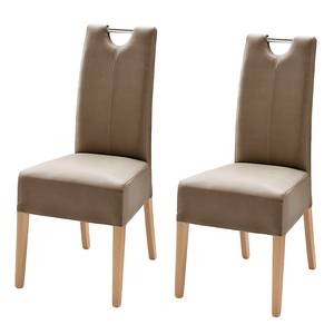 Chaises Lenya (lot de 2) Imitation cuir cappuccino / Hêtre naturel