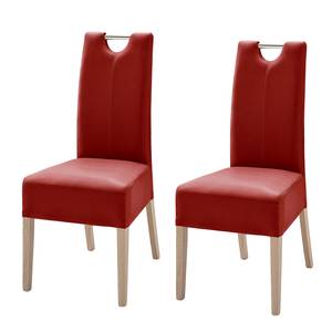 Chaises Lenya (lot de 2) Cuir synthétique rouge foncé / Hêtre