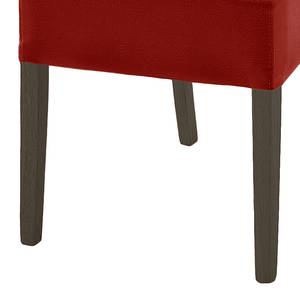 Eetkamerstoelen Lenya (2-delige set) donkerrood kunstleer/donkerbruin beukenhout