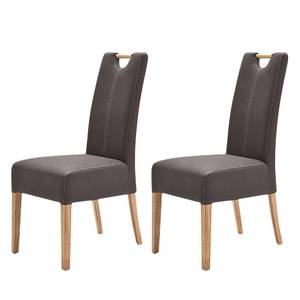 Chaises Lika (lot de 2) Cuir synthétique marron / Chêne massif