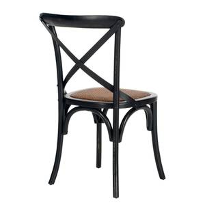 Eetkamerstoelen Madison (2-delige set) massief eikenhout/rotan - Zwart