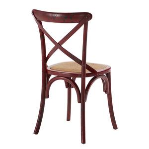 Chaises Mattutina (lot de 2) Orme massif / Rotin - Noir - Rouge Bordeaux