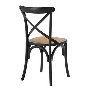 Sedia da sala pranzo Mattutina Set 2 Legno massello di olmo/Rattan - Nero