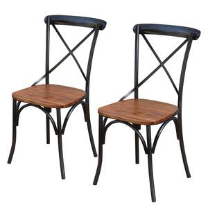 Eetkamerstoelen Nabire (2-delige set) massief acaciahout/metaal - acaciahout/zwart