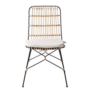 Esszimmerstuhl Pukaki (inkl. Sitzkissen) Rattan / Metall - Rattan / Grau