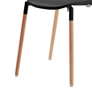 Eetkamerstoelen Sebulon (4-delige set) deels massief beukenhout - Zwart/beukenhoutkleurig