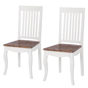 Eetkamerstoelen Summer Romance 2-delige set - massief acaciahout - wit / acacia