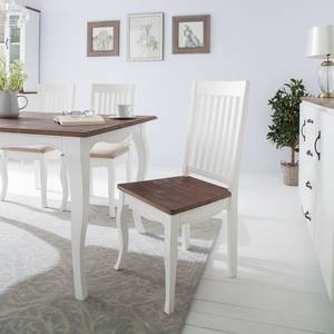 Eetkamerstoelen Summer Romance 2-delige set - massief acaciahout - wit / acacia