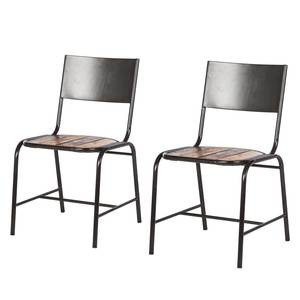 Chaises TAMATI - Lot de 2 Pin massif / acier inoxydable - pin / noir