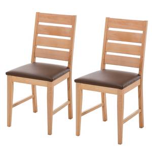 Chaises TanamiWOOD II (lot de 2) Imitation cuir - Hêtre / Marron