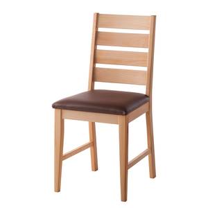 Chaises TanamiWOOD II (lot de 2) Imitation cuir - Hêtre / Marron