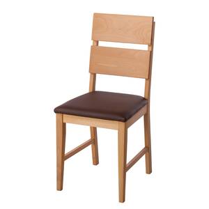 Chaises TelferWOOD II (lot de 2) Imitation cuir - Marron / Hêtre