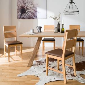 Eetkamerstoelen TelferWOOD I kunstleer - 2-delige set - Bruin/beukenhoutkleurig