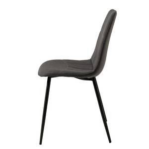 Chaises Tirano (lot de 4) Tissu - Gris foncé / Noir