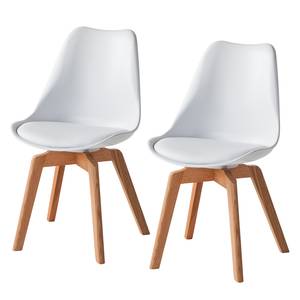 Chaises Woodwynn (lot de 2) Matière synthétique / Hêtre massif - Blanc