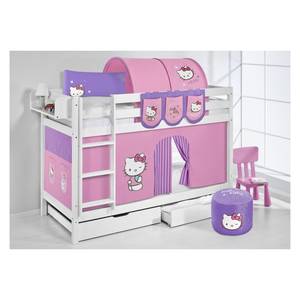 Etagenbett JELLE Hello Kitty Lila mit Vorhang - weiß - LILOKIDS