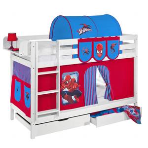 Etagenbett JELLE 90 x 190 cm  Spiderman weiß - mit Vorhang und Lattenroste