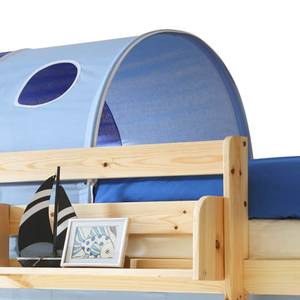 Etagenbett Marcel I Kiefer massiv - Blau - Mit Tunnel & 2 Rollrosten