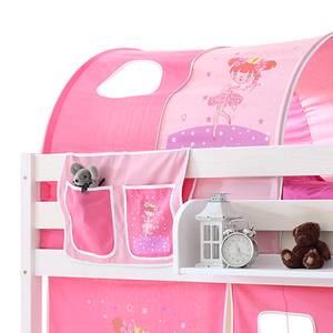 Etagenbett Marcel II Kiefer massiv - Pink/Rosa - Mit Tunnel & 2 Rollrosten