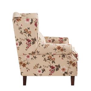 Fauteuil à oreilles Sofia Tissu crème - Motif floral