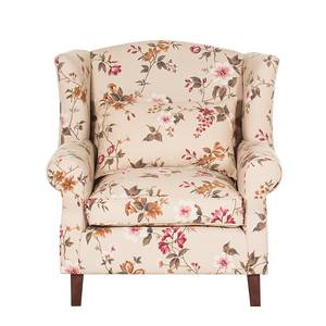 Fauteuil à oreilles Sofia Tissu crème - Motif floral