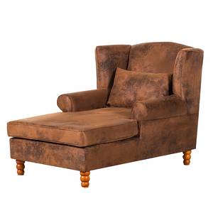 Fauteuil à oreilles York XXL Imitation cuir vieilli marron