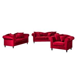 Zithoek York (3-zitsbank, 2-zitsbank en (3-zitsbank, 2-zitsbank en fauteuil) - rood fluweel