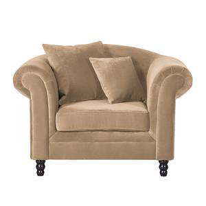 Zithoek York (3-zitsbank, 2-zitsbank en fauteuil) - beige fluweel