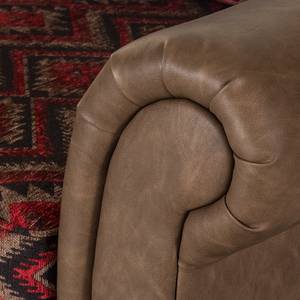 Sofa Sombrero (3-Sitzer) Antiklederoptik Braun/Webstoff Rot