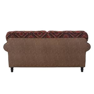 Sofa Sombrero (3-Sitzer) Lederlook Braun/Webstoff Rot