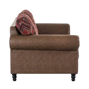 Sofa Sombrero (3-Sitzer) Lederlook Braun/Webstoff Rot