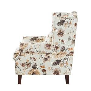 Oorfauteuil Sofia beige geweven stof - bloemenmotief