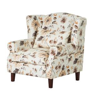 Oorfauteuil Sofia beige geweven stof - bloemenmotief