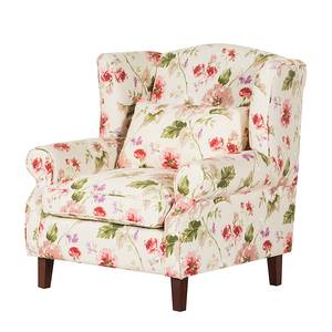 Fauteuil à oreilles Sofia Tissu beige / rose - Motif floral