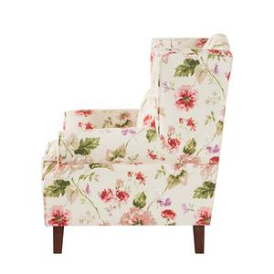 Oorfauteuil Sofia beige/roze geweven stof - bloemenmotief