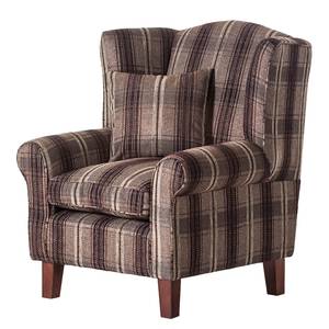 Fauteuil Colmar Tissu marron Motifs à carreaux - Sans repose-pieds