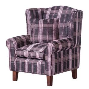 Fauteuil Colmar Tissu violet - Motifs à carreaux - Avec repose-pieds