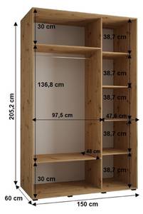 Armoire à portes coulissantes sapporo 1 Noir - Blanc - 150 x 60 cm - 3 portes