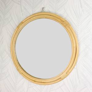Spiegel mit Holzrand Rund 60cm Beige Beige - Glas - 60 x 2 x 60 cm