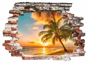 Wandtattoo - 3D Sonnenaufgang am Strand 100 x 75 cm