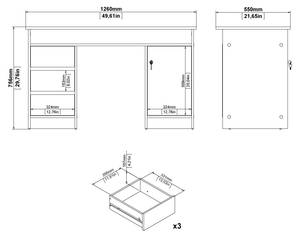 Schreibtisch FunctionPlus Braun - Holz teilmassiv - 126 x 76 x 55 cm