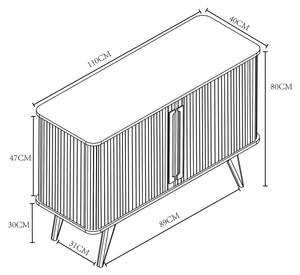 Beistellschrank Tysvær Blau - Bambus - 110 x 80 x 40 cm