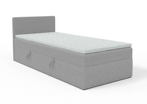 Einzelbett Boxspringbett Menorca Mini Hellgrau - Breite: 90 cm - Bettkasten links