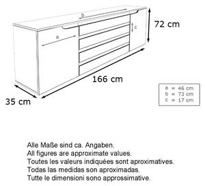 Sideboard Sylt V2 Schwarz - Hochglanz Weiß