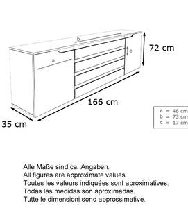 Sideboard Sylt V2 Schwarz - Hochglanz Grau