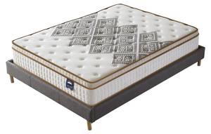 Bett+Taschenfederkernmatratze 140x190cm Grau - Naturfaser - 140 x 56 x 190 cm