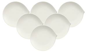 Frühstücksteller Flow 6er Set Weiß - Porzellan - 21 x 3 x 23 cm