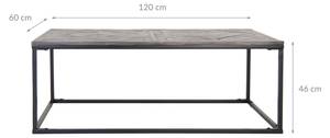 Table basse 120x60x46cm en métal Noir - Gris - Métal - Bois massif - 60 x 46 x 120 cm