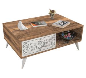 Table basse de salon Leka Marron - Blanc - Bois manufacturé - 60 x 37 x 90 cm